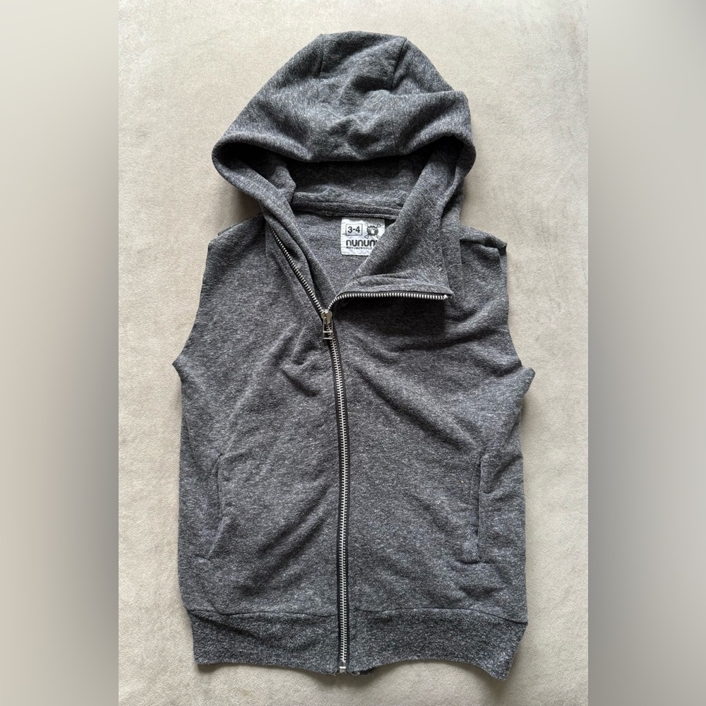 Nununu Charcoal Hooded Zip Vest